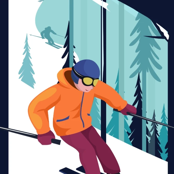 TunTun Startup Website Page 冬季主题滑冰插画