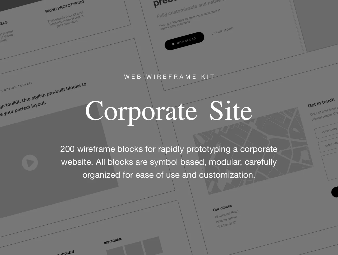 Web Wireframe Kit for Corporate site 公司网站的原型线框套件-UI/UX-到位啦UI