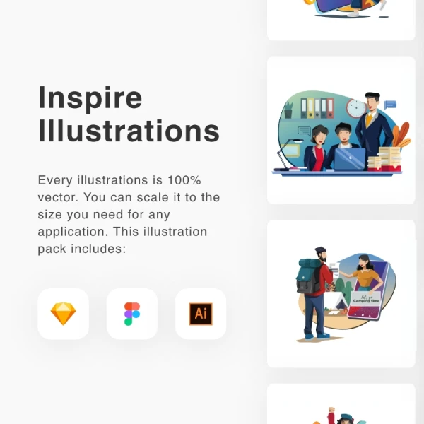 Inspire Illustrations 网课学习灵感发现机器人空状态页缺省页搬家邮件提醒矢量插图合集