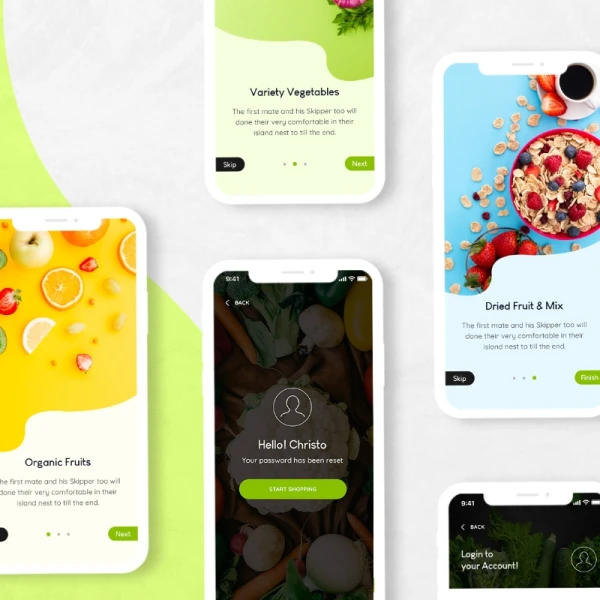 Fluda App Ui Kit XD 21屏有机蔬菜水果在线商店手机应用Ui设计套件XD