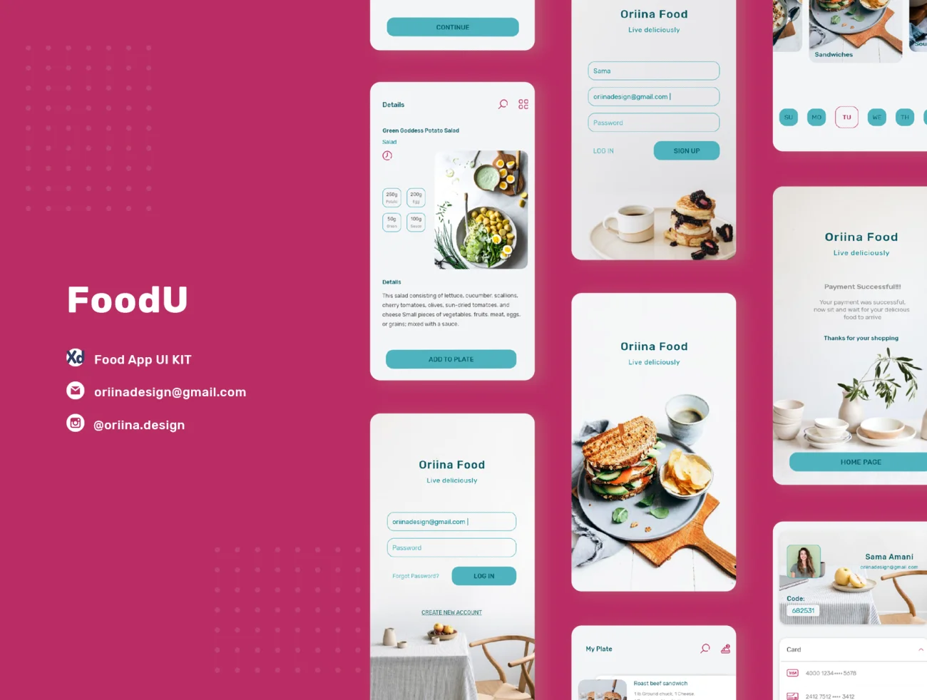 FoodU Ui kit 食品手机应用设计套件-UI/UX-到位啦UI