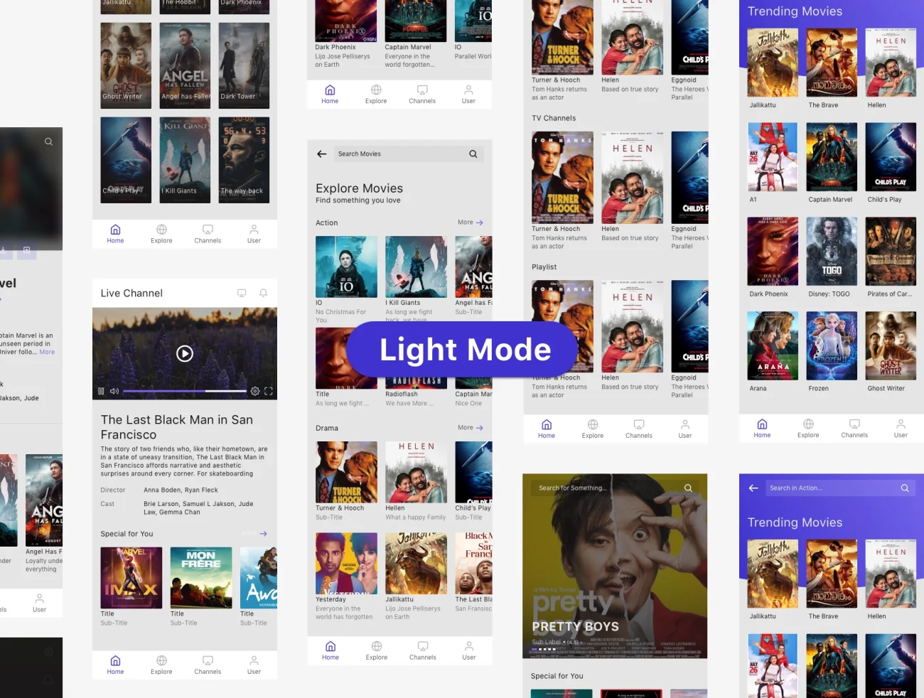 Movie Streaming App UI Kits 电影流媒体app应用UI套件-UI/UX-到位啦UI