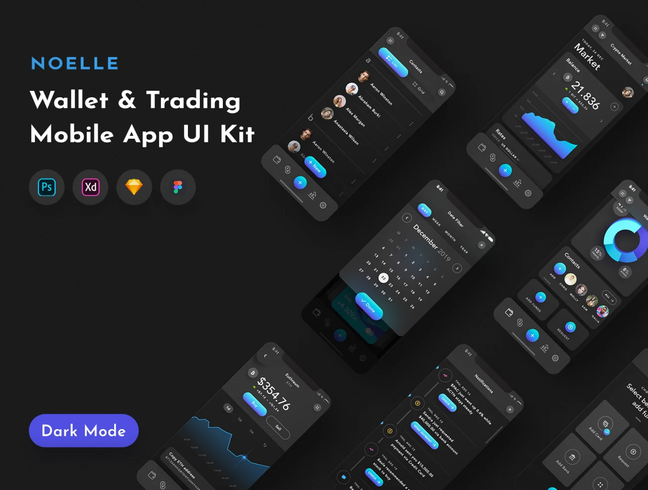 Noelle UI Kit 金融理财电子钱包资金管理app应用界面设计-UI/UX-到位啦UI