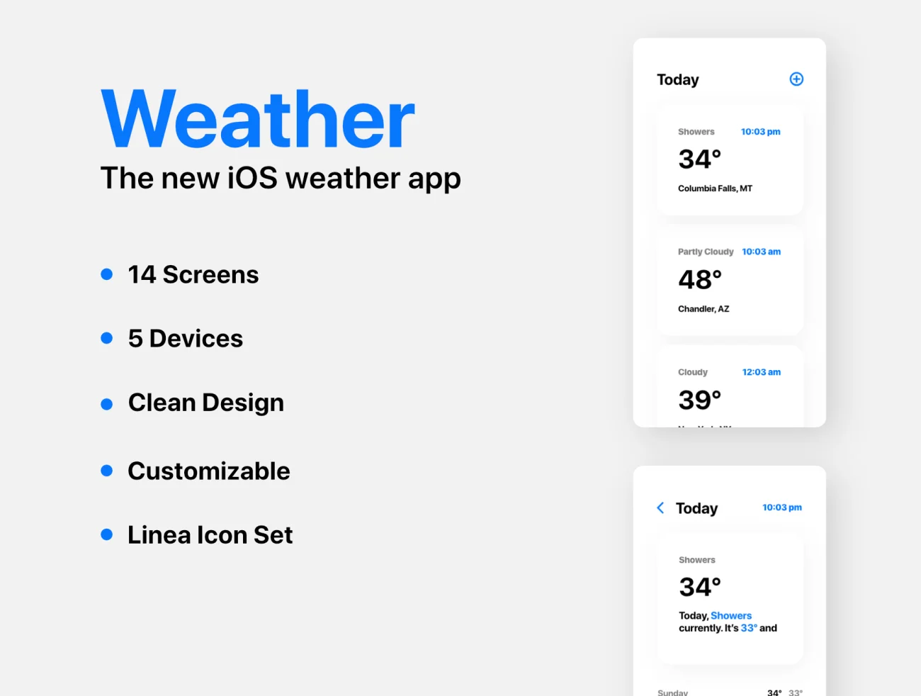 Weather UI Kit 天气用户界面套件-UI/UX、ui套件、天气、应用-到位啦UI
