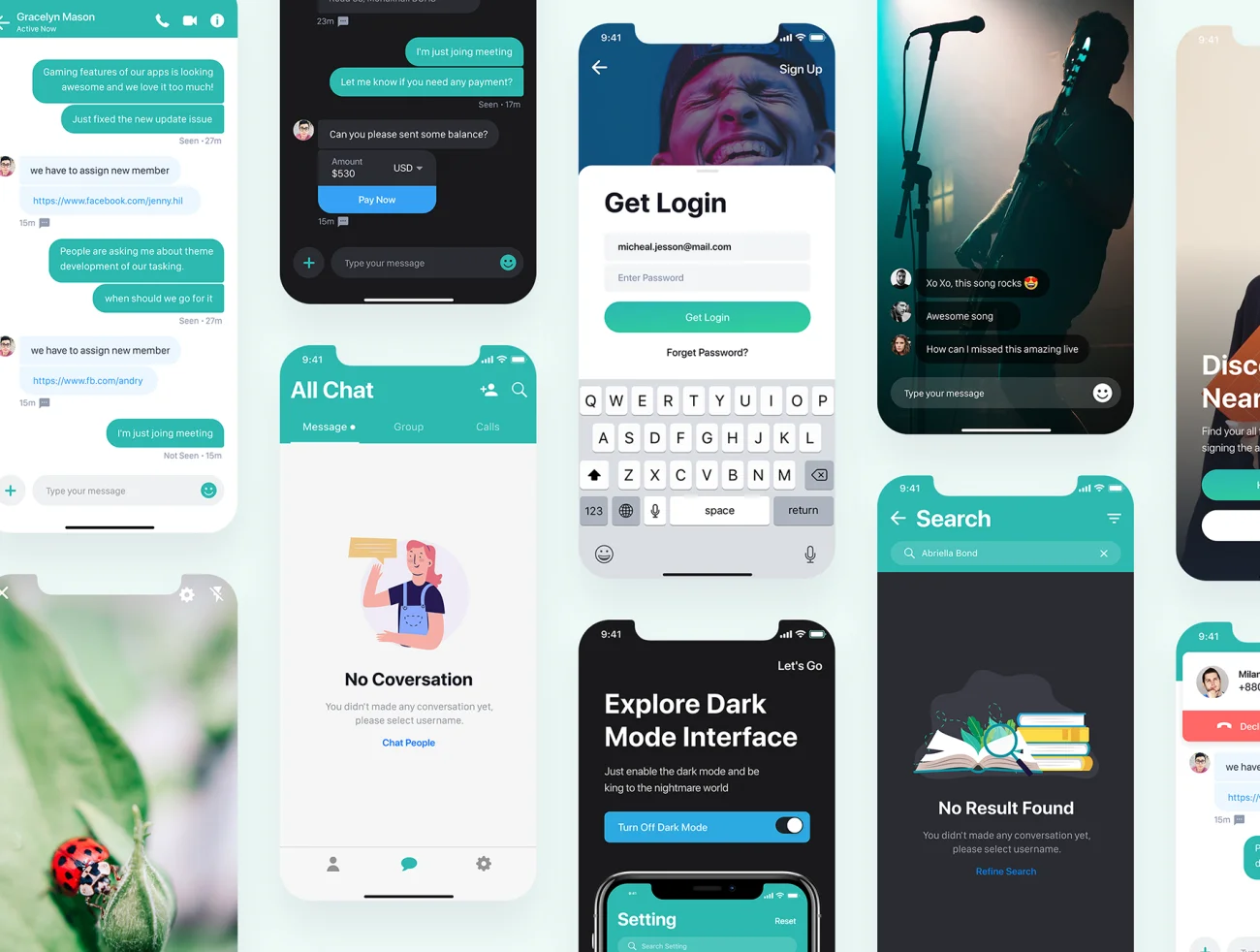 Sophie Messaging app ui kit 超过100屏的社交应用ui套件-UI/UX-到位啦UI