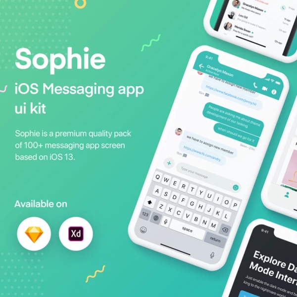 Sophie Messaging app ui kit 超过100屏的社交应用ui套件