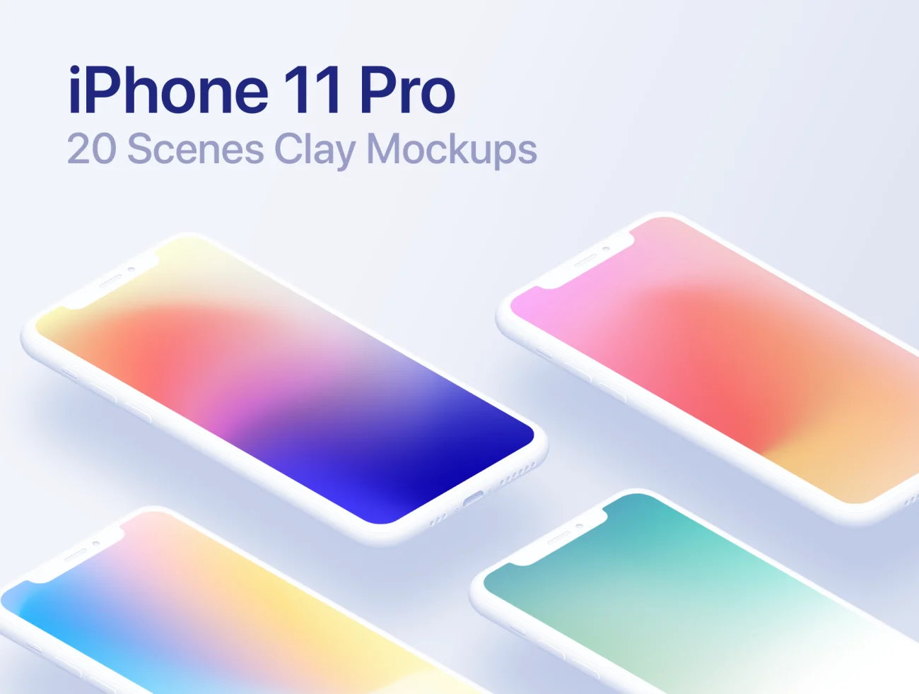 iPhone 11 Pro 20 Clay Mockups Part 1 纯色智能样机模型-产品展示、优雅样机、办公样机、手机模型、样机、简约样机、苹果设备-到位啦UI