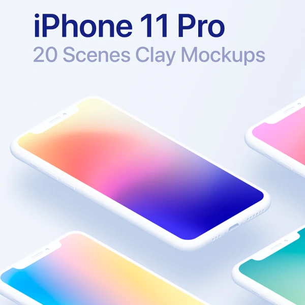 iPhone 11 Pro 20 Clay Mockups Part 1 纯色智能样机模型
