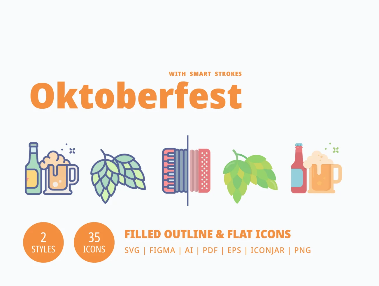 Oktoberfest Color Bundle 啤酒节彩色矢量插画图标合集-插画-到位啦UI