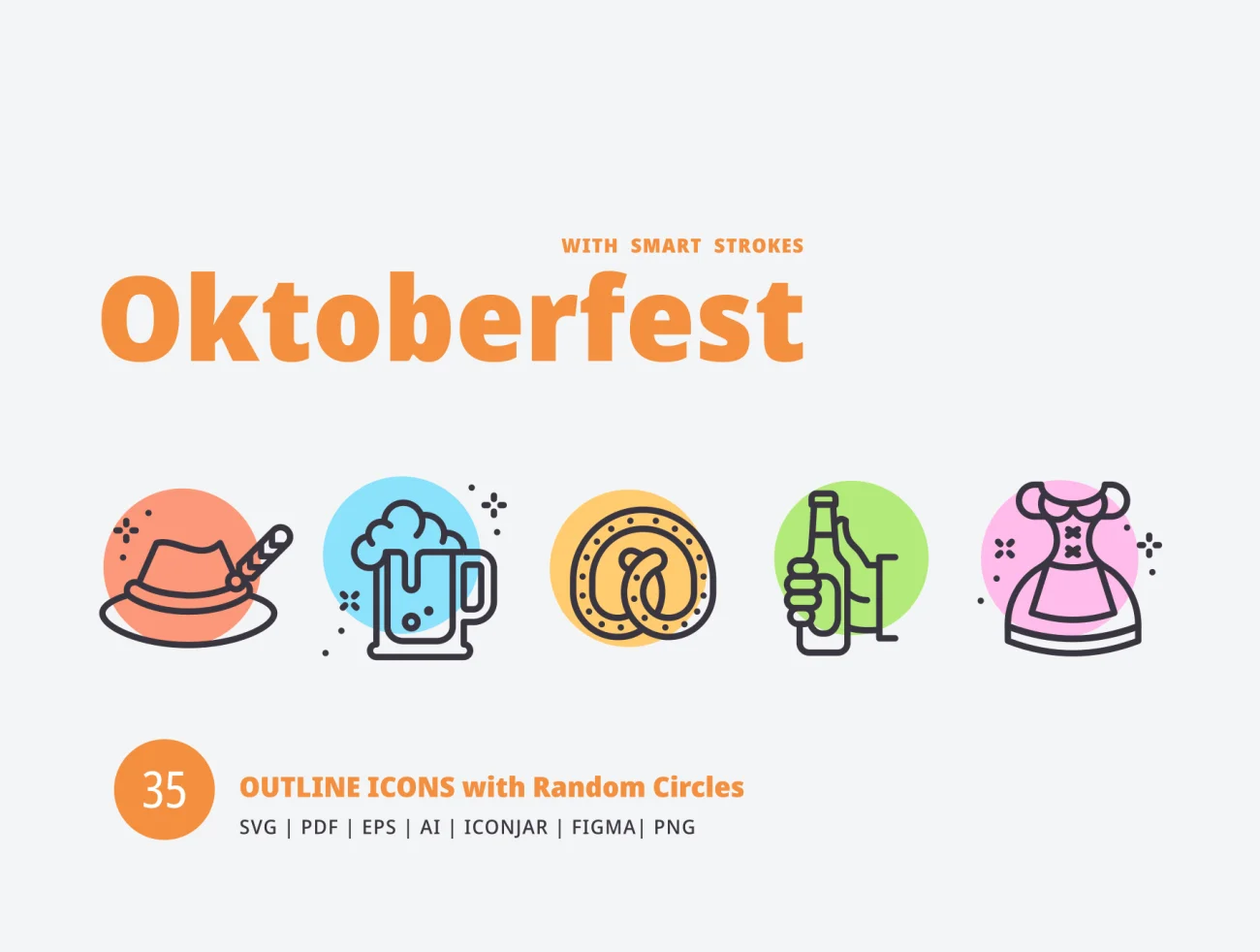 Oktoberfest Random Circles 35个线条啤酒节图标-3D/图标、插画-到位啦UI