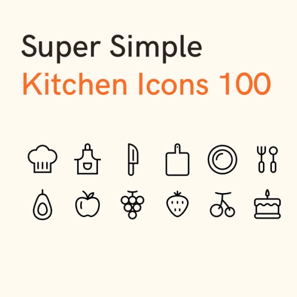Super Simple Kitchen Icons 100 超级简约厨房图标100个