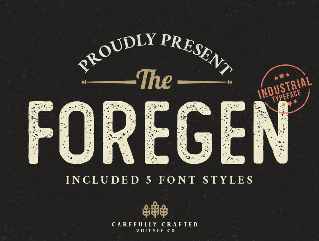 The Foregen Vintage Font 5款适用于标签包装设计T恤字体服装品牌标志复古设计-UI/UX、字体-到位啦UI