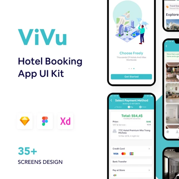 ViVu Hotel Booking App UI Kit 酒店预订app应用UI套件