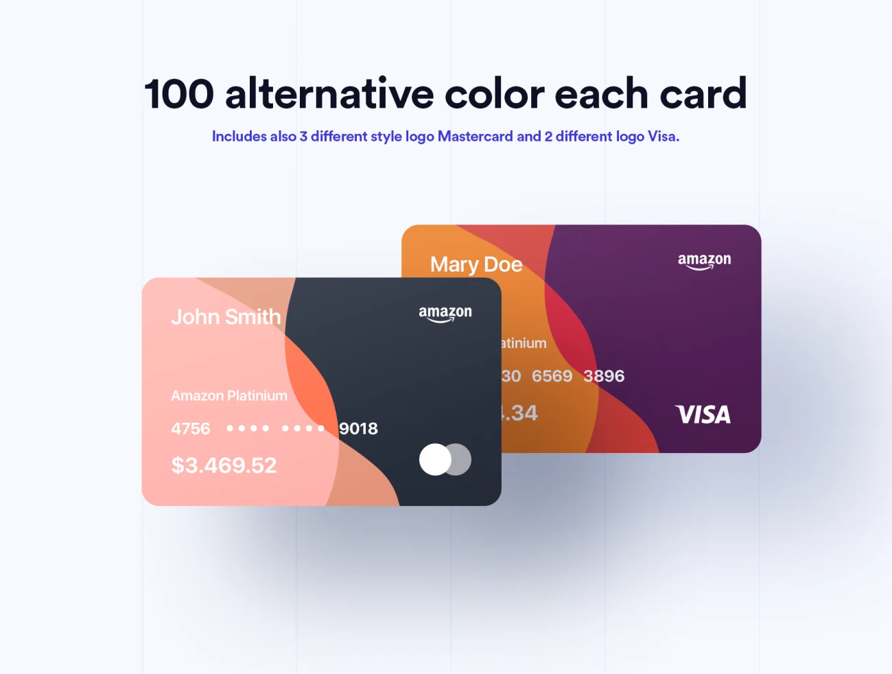 100 Financial Virtual Design Cards 100张矢量金融虚拟电子卡片设计集合-UI/UX、卡片式、商业金融、图案设计、设计元素、金融理财-到位啦UI