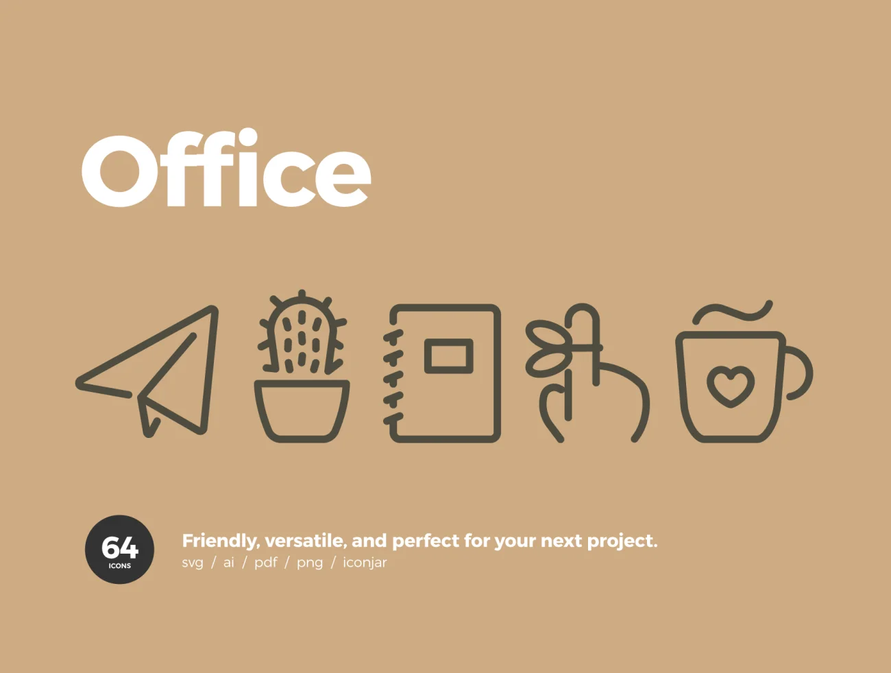 64 Office Icons 64个办公图标-UI/UX、字体-到位啦UI