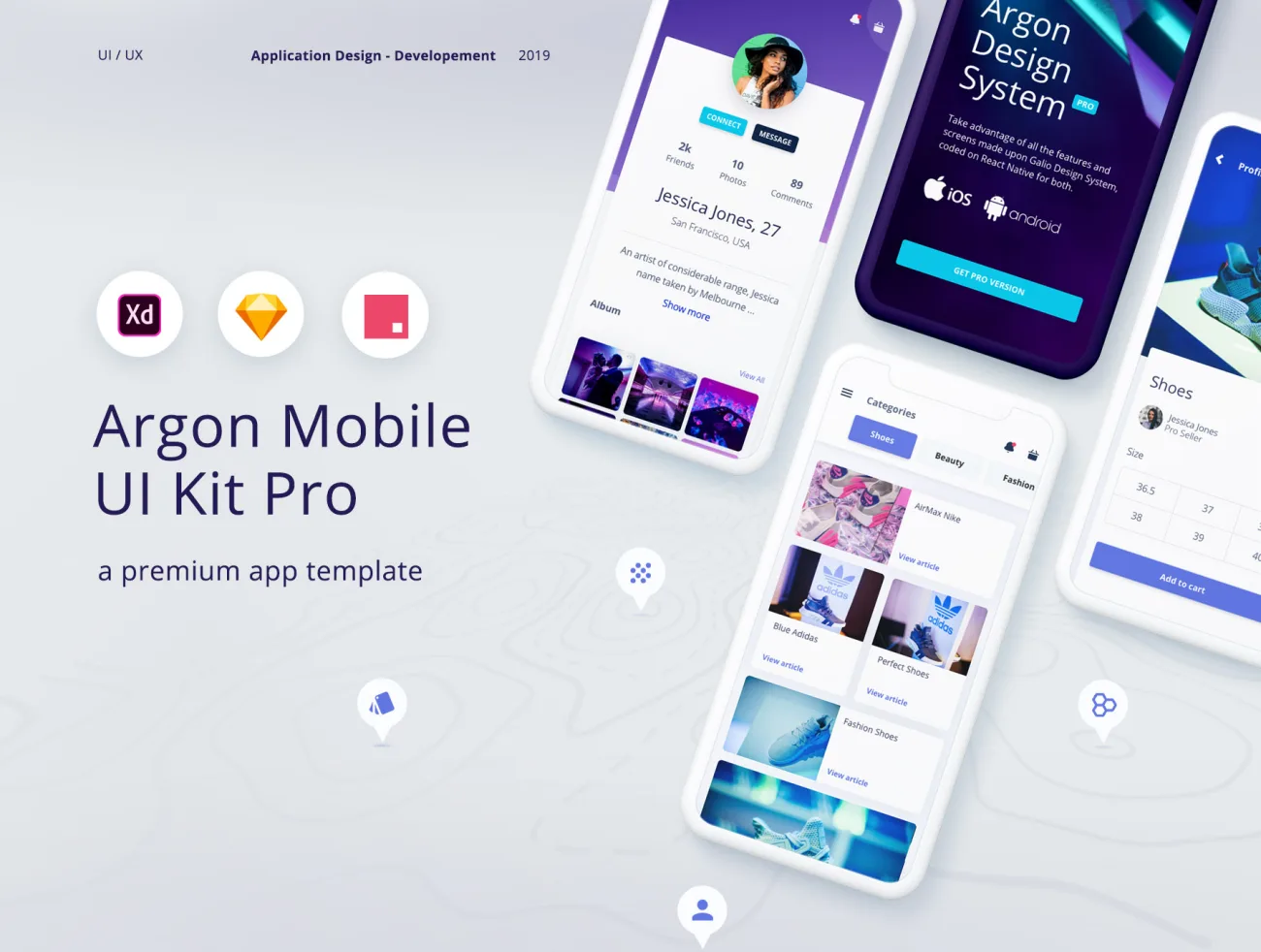 Argon Mobile UI Kit Pro 简约整洁的手机端通用UI套件-UI/UX-到位啦UI