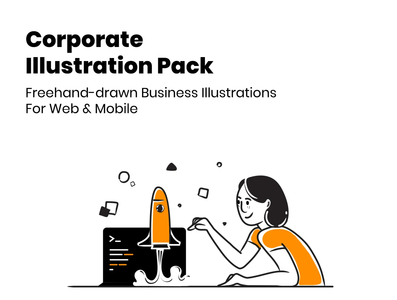 Corporate Illustration Pack 手绘企业商业插图包-人物插画、场景插画、学习生活、插画、教育医疗、概念创意、状态页、电子商务、线条手绘、职场办公、营销创业、趣味漫画-到位啦UI