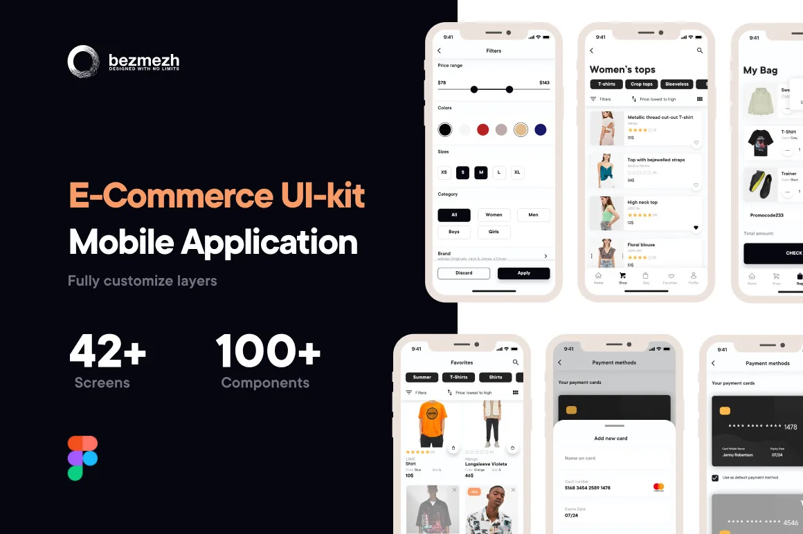 E Commerce UI kit Mobile Application 电子商务UI套件移动应用-UI/UX-到位啦UI
