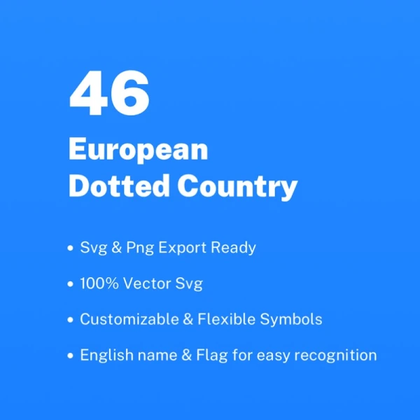 European Dotted Country 46个欧洲国家像素化点阵式矢量地图