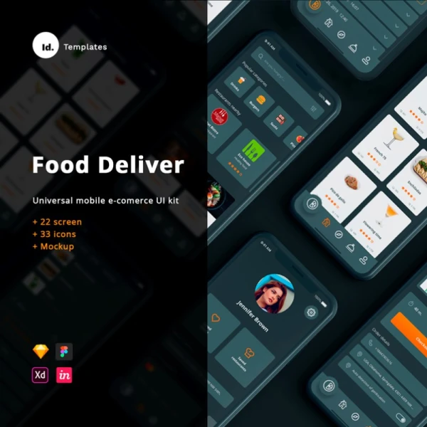 Food Delivery App IOS design UI Kit Mockup unique icons 食品配送app应用IOS设计UI套件模型独特图标