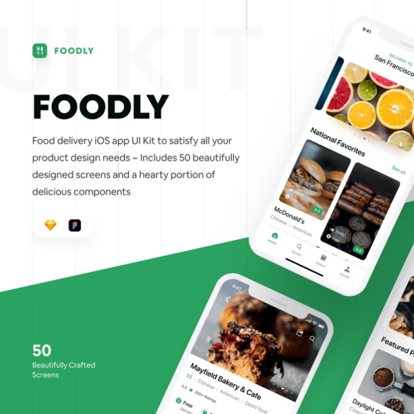 Foodly iOS UI Kit2 50屏美食点餐iOS UI套件