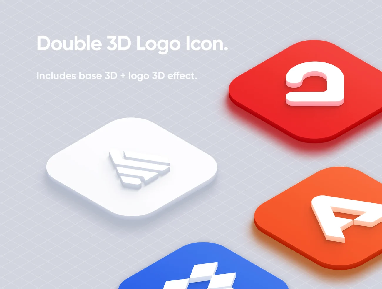 Isometric 3D Mockups (Part 1 – 2830 x 1875 + Black Double 3D Logo Icon) 等距3D图标logo模型插图3