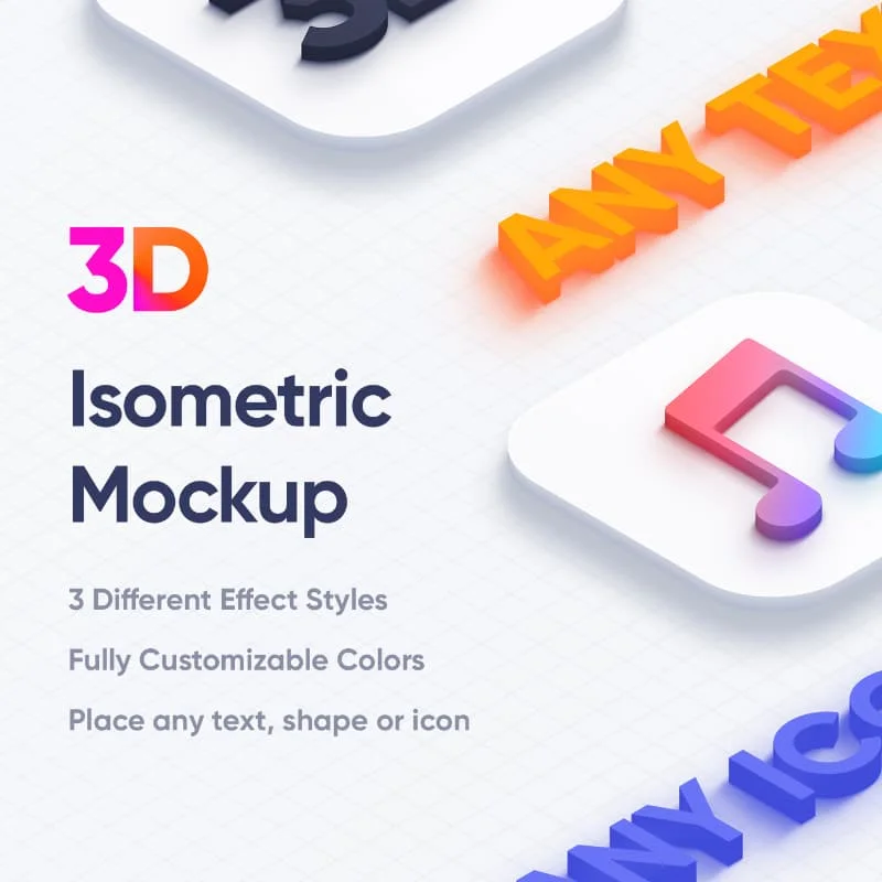 Isometric 3D Mockups (Part 1 - 2830 x 1875 + Black Double 3D Logo Icon) 等距3D图标logo模型缩略图到位啦UI
