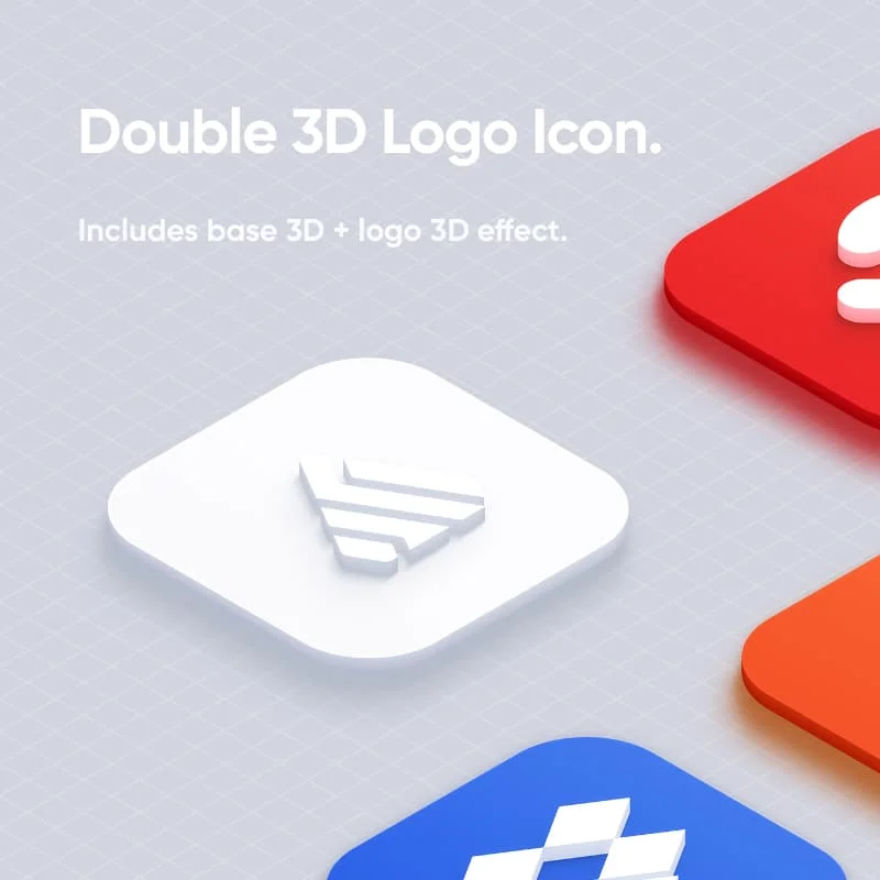 Isometric 3D Mockups (Part 2 - Double 3D Logo Icon) 等距3D图标logo模型缩略图到位啦UI