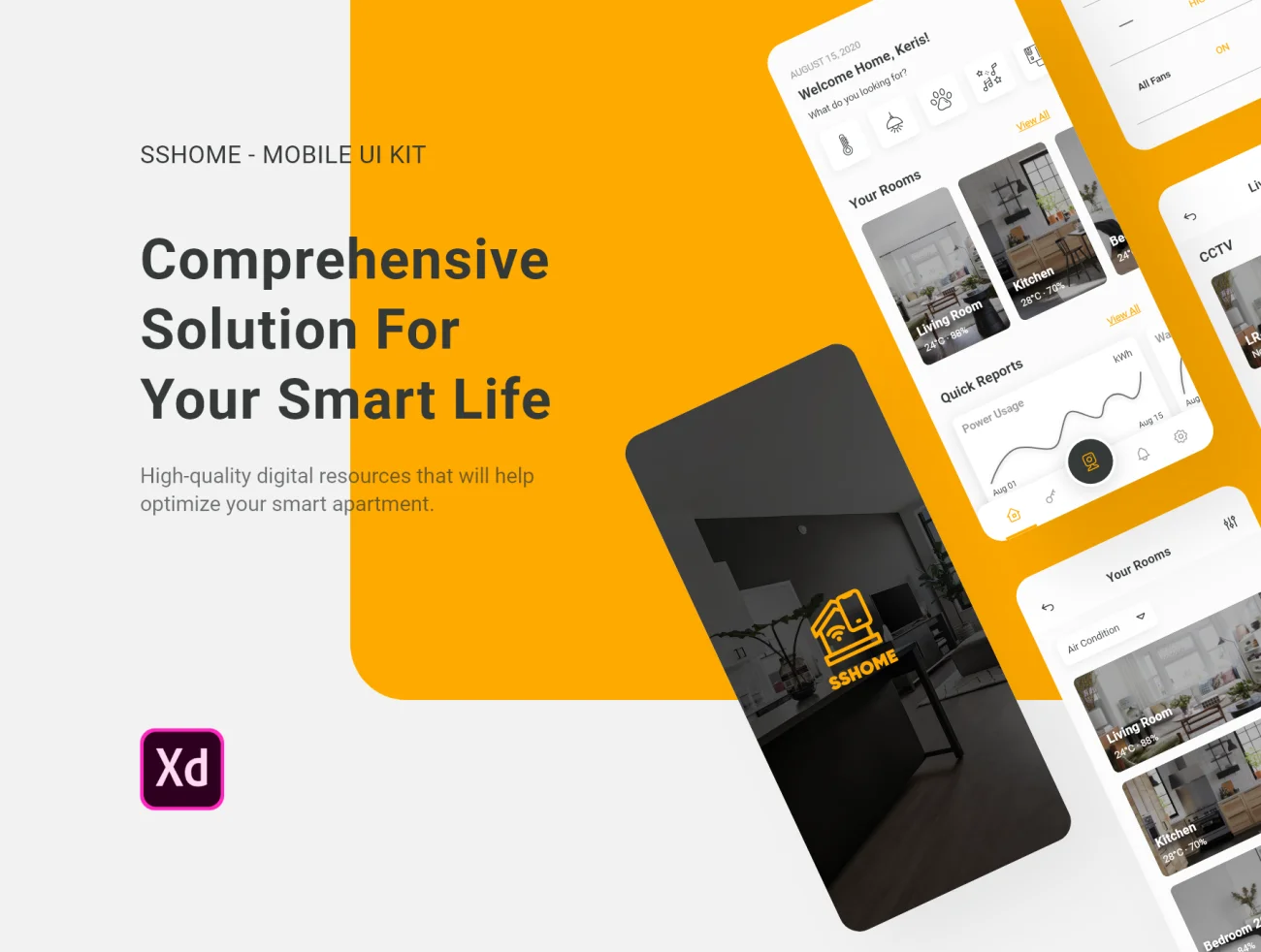 SSHome - Mobile App UI Kit 100屏智能家居移动应用UI套件-UI/UX-到位啦UI