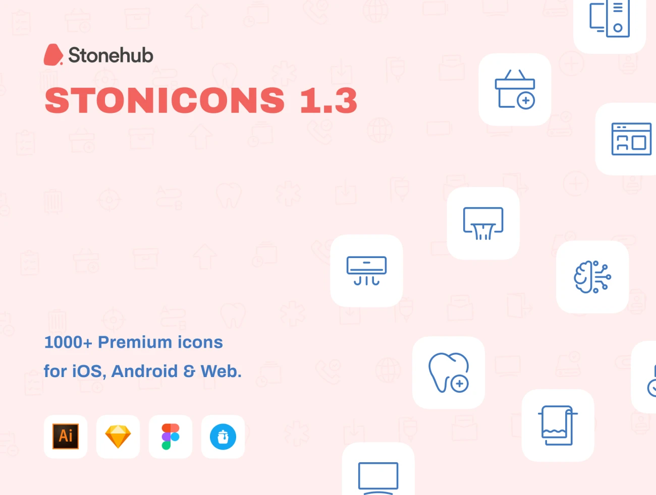 Stonicons 1.3 (1000+) 18大类1000个通用图标适用于iOS安卓web设计-3D/图标-到位啦UI