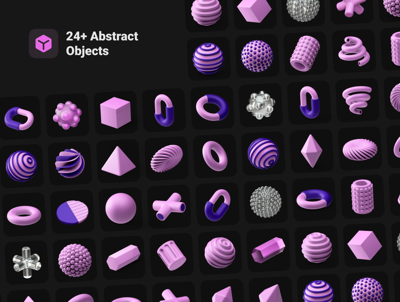 Abstract 3D Vol.1 (Objects 1-7)_PSD 抽象3D元素10个预建场景-3D/图标-到位啦UI
