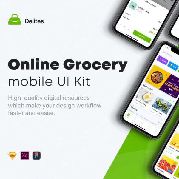 Delites - Online Grocery _ Recipes UI Kit 33屏在线商场和食谱UI套件