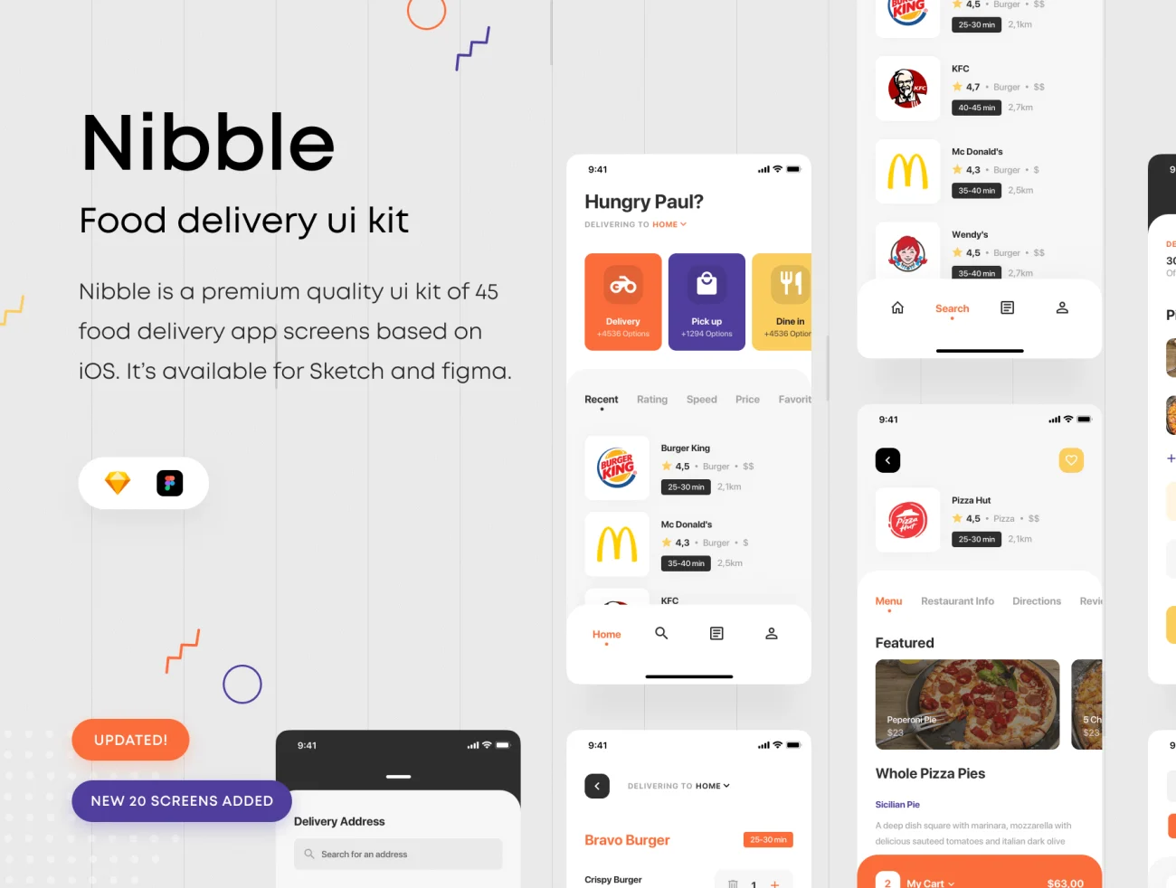 Nibble iOS UI Kit 45屏像素级点餐外卖通用iOS用户界面套件-UI/UX-到位啦UI