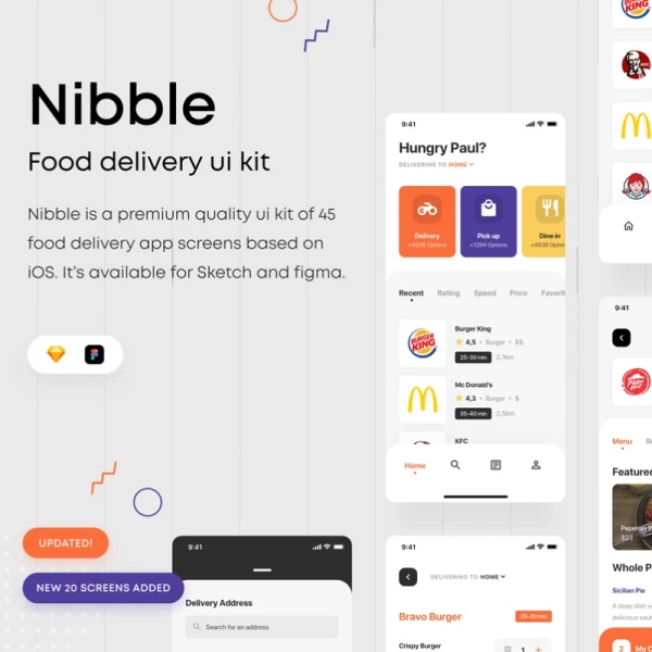 Nibble iOS UI Kit 45屏像素级点餐外卖通用iOS用户界面套件