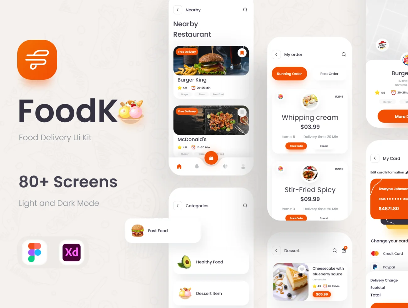 FoodKo - Food Delivery Ui Kit 80屏外卖送餐应用用户界面设计套件-UI/UX-到位啦UI