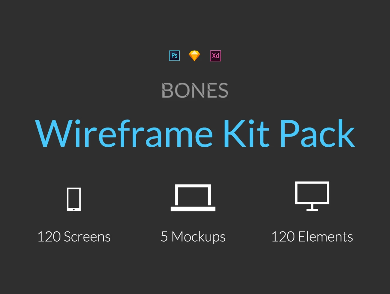 Bones Wireframe Kit Pack 120屏线框套件包-UI/UX-到位啦UI