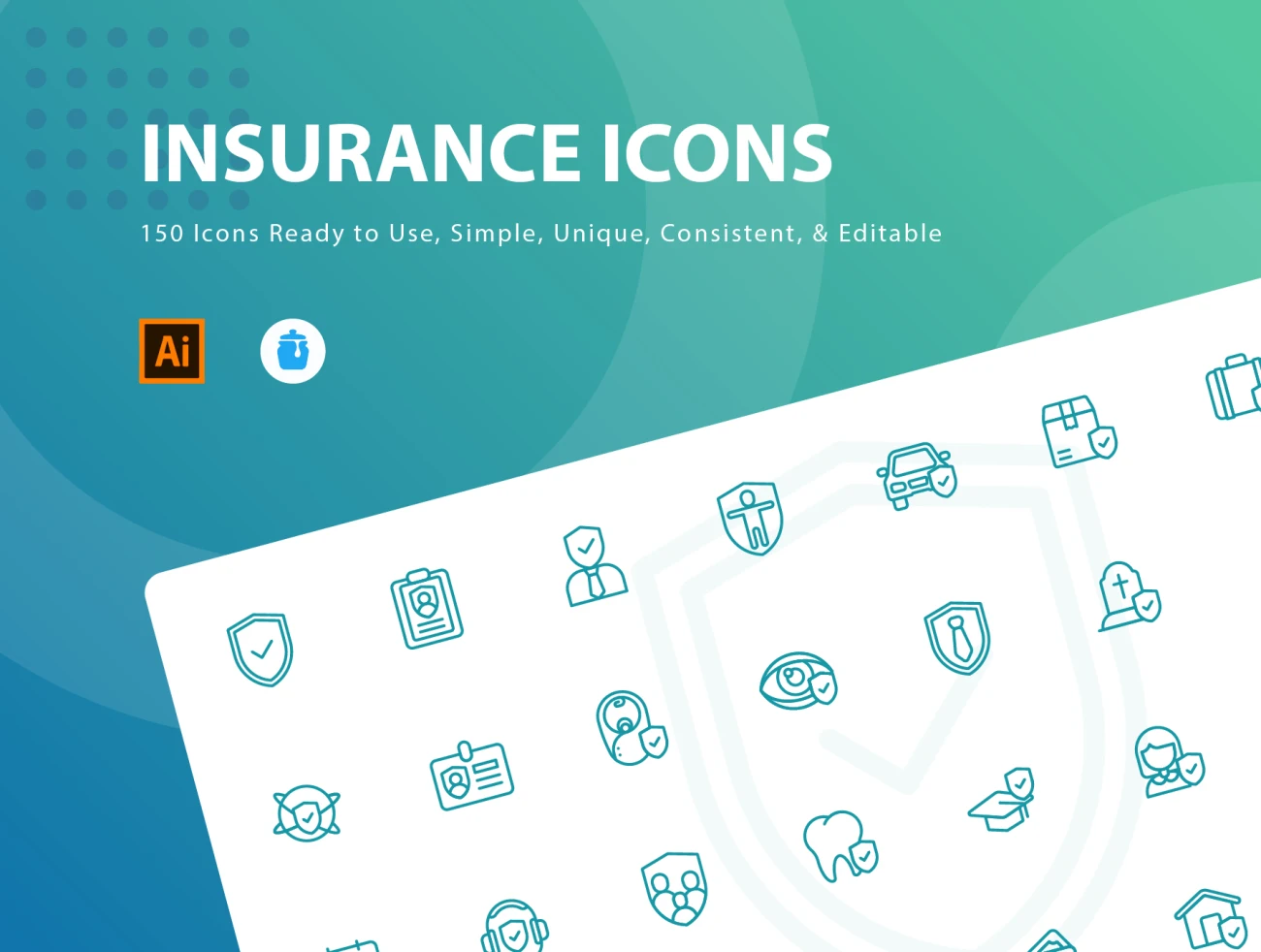 Insurance Icons 150个保险图标-3D/图标、UI/UX-到位啦UI