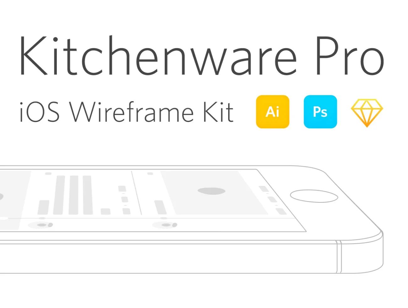 Kitchenware Pro iOS Wireframe Kit 苹果应用线框原型图设计套件-UI/UX-到位啦UI