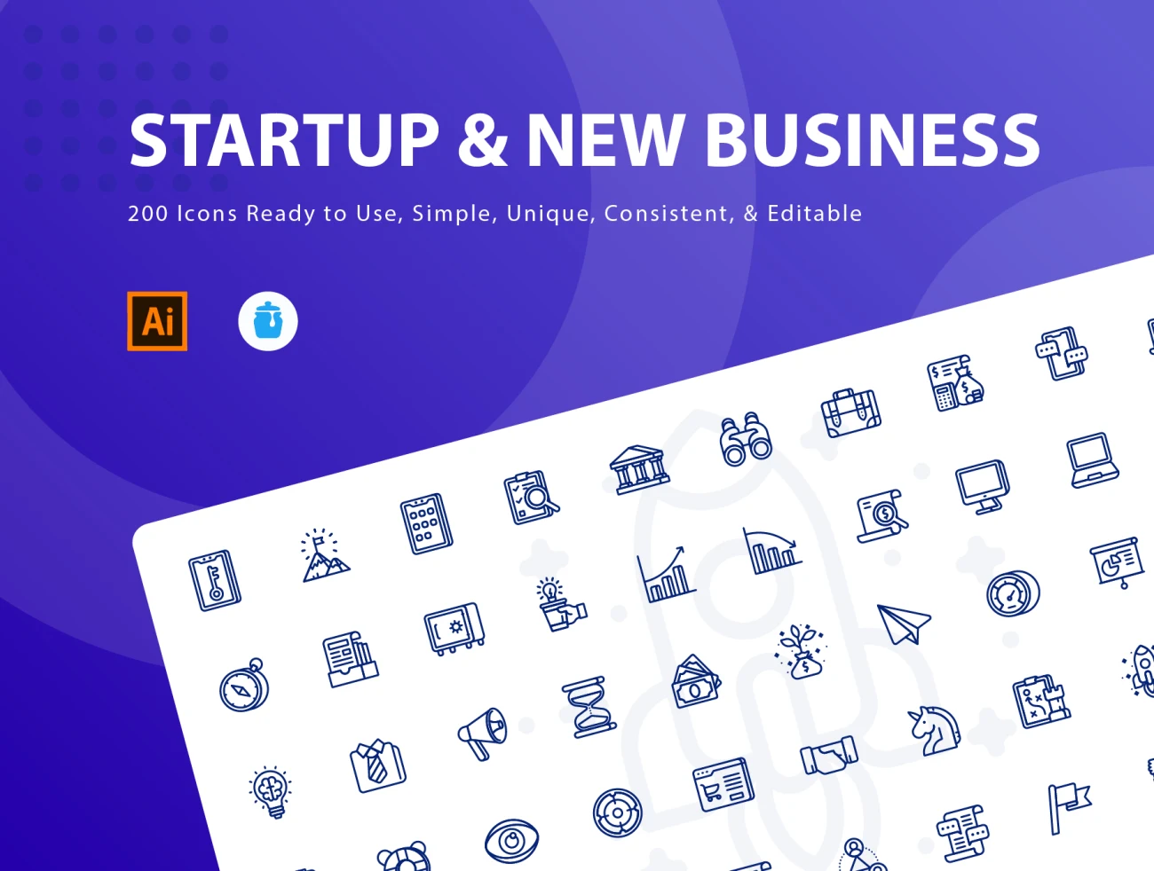 Startup Icons 200个启动状态和新商业相关图标合集-3D/图标、UI/UX-到位啦UI