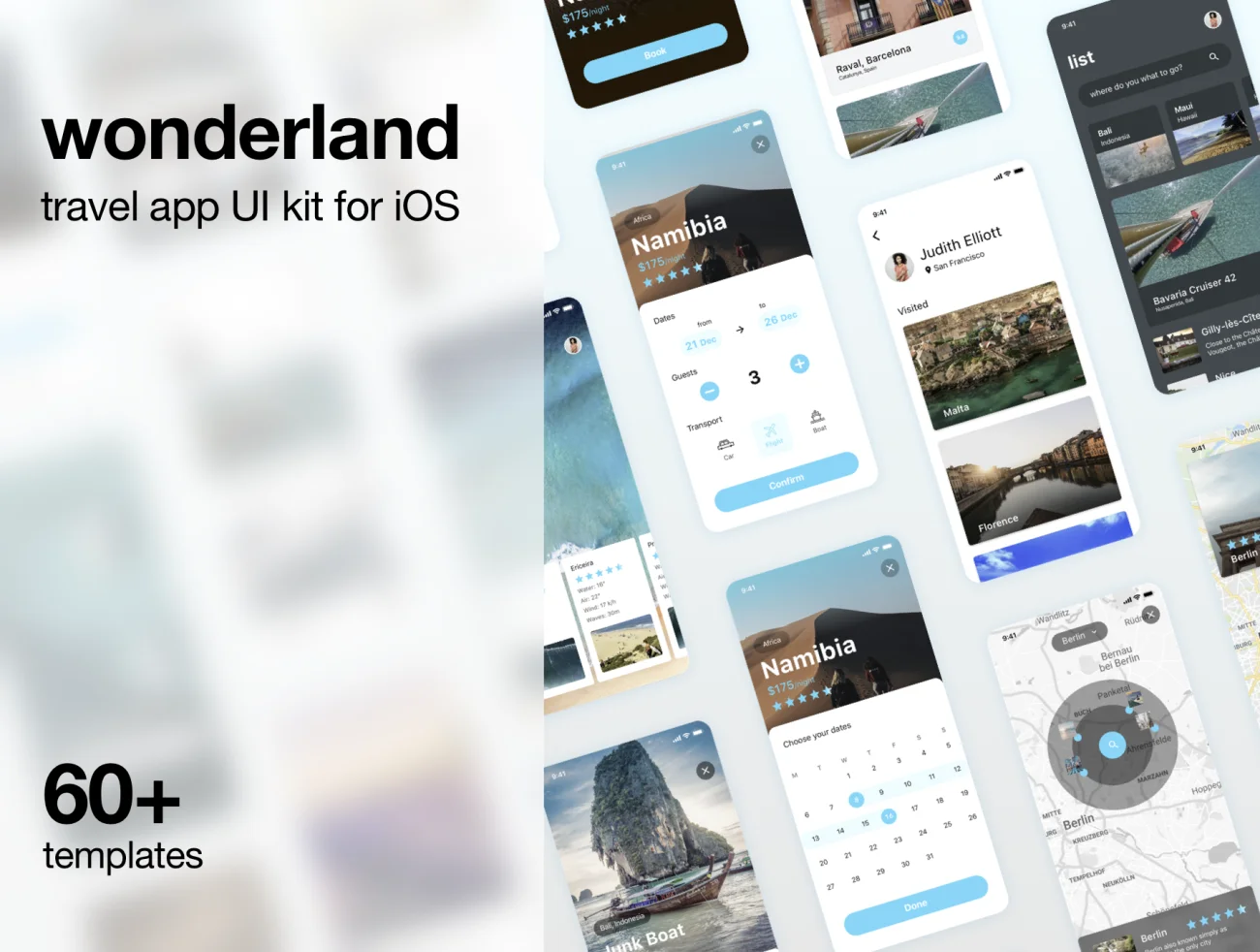 wonderland UI kit 60+旅行UI套件模板-UI/UX-到位啦UI