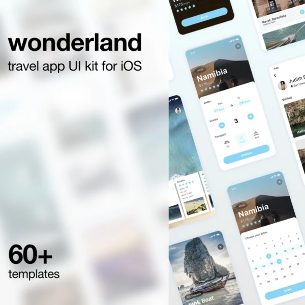 wonderland UI kit 60+旅行UI套件模板