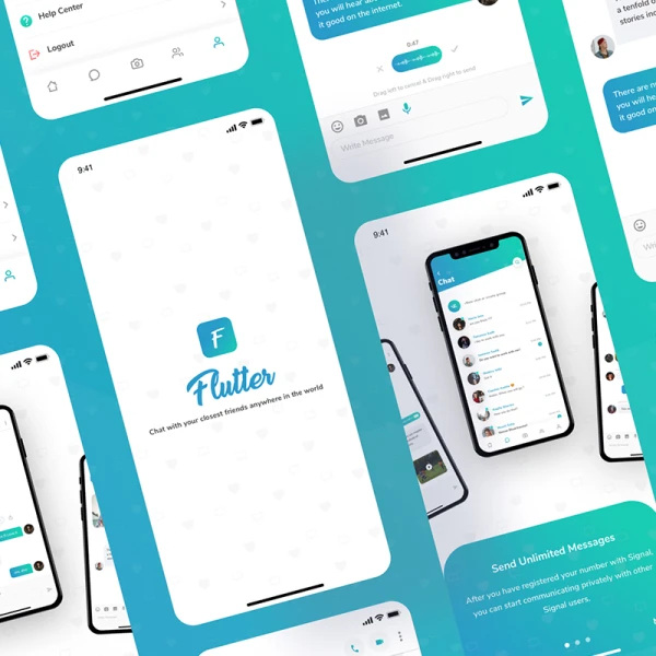 Flutter Messaging App UI Kit 社交应用微博客信息发布管理应用用户界面设计套件