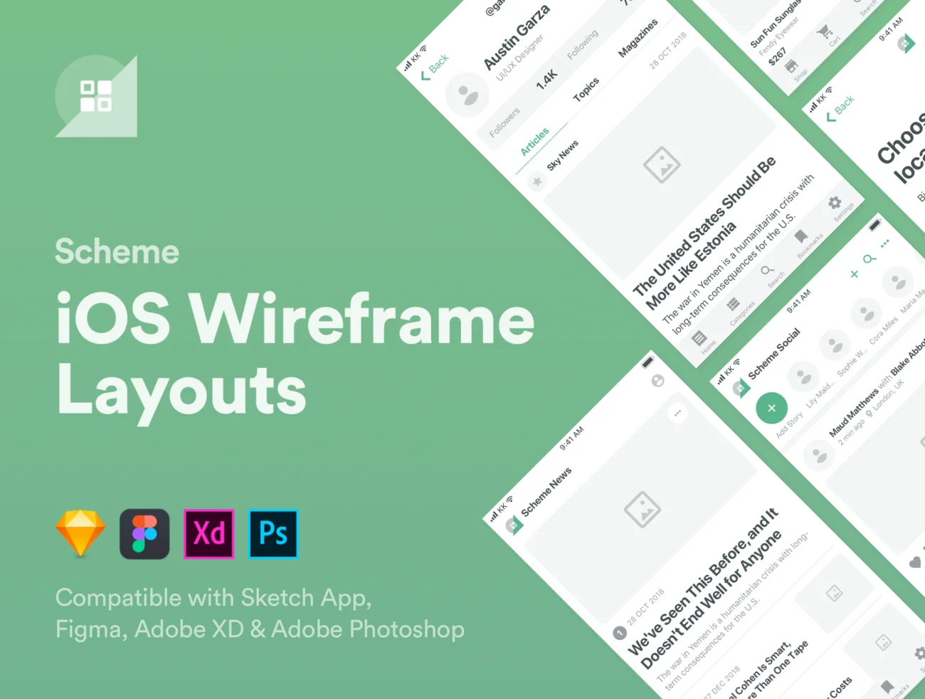 Scheme iOS Wireframe Kit(figma) 苹果应用响应式线框图设计套件-UI/UX-到位啦UI
