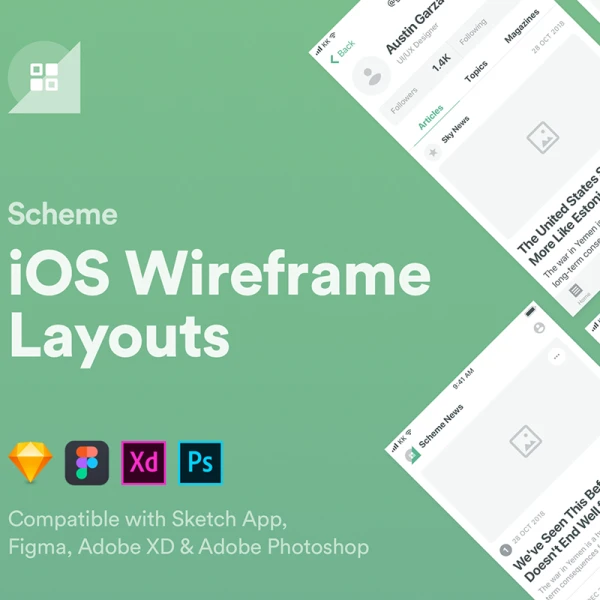 Scheme iOS Wireframe Kit(figma) 苹果应用响应式线框图设计套件