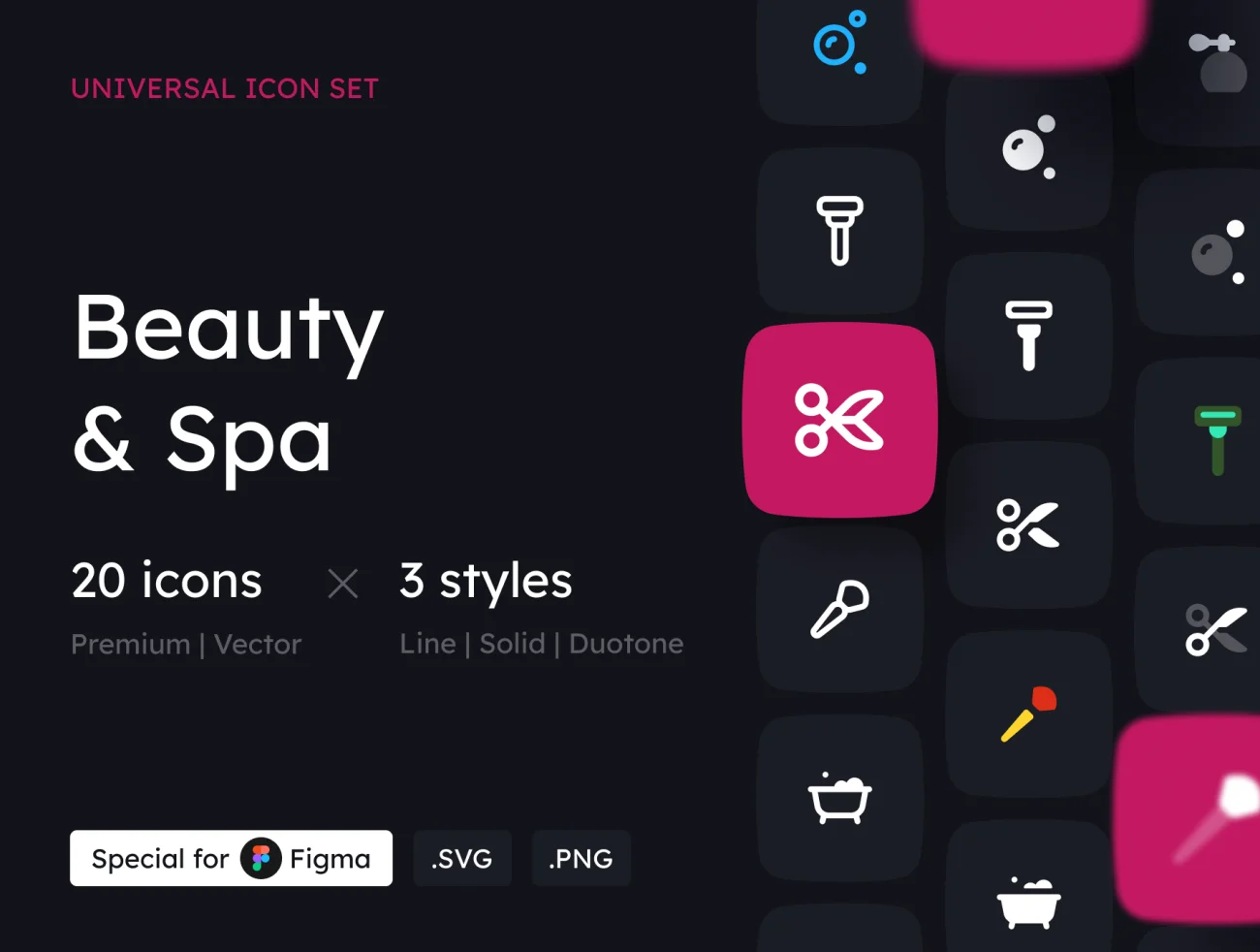 Beauty and Spa Icon Set 20款美容和水疗中心图标合集-3D/图标、UI/UX-到位啦UI