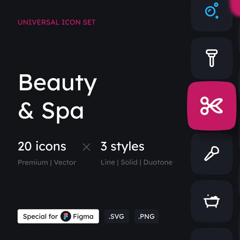 Beauty and Spa Icon Set 20款美容和水疗中心图标合集缩略图到位啦UI