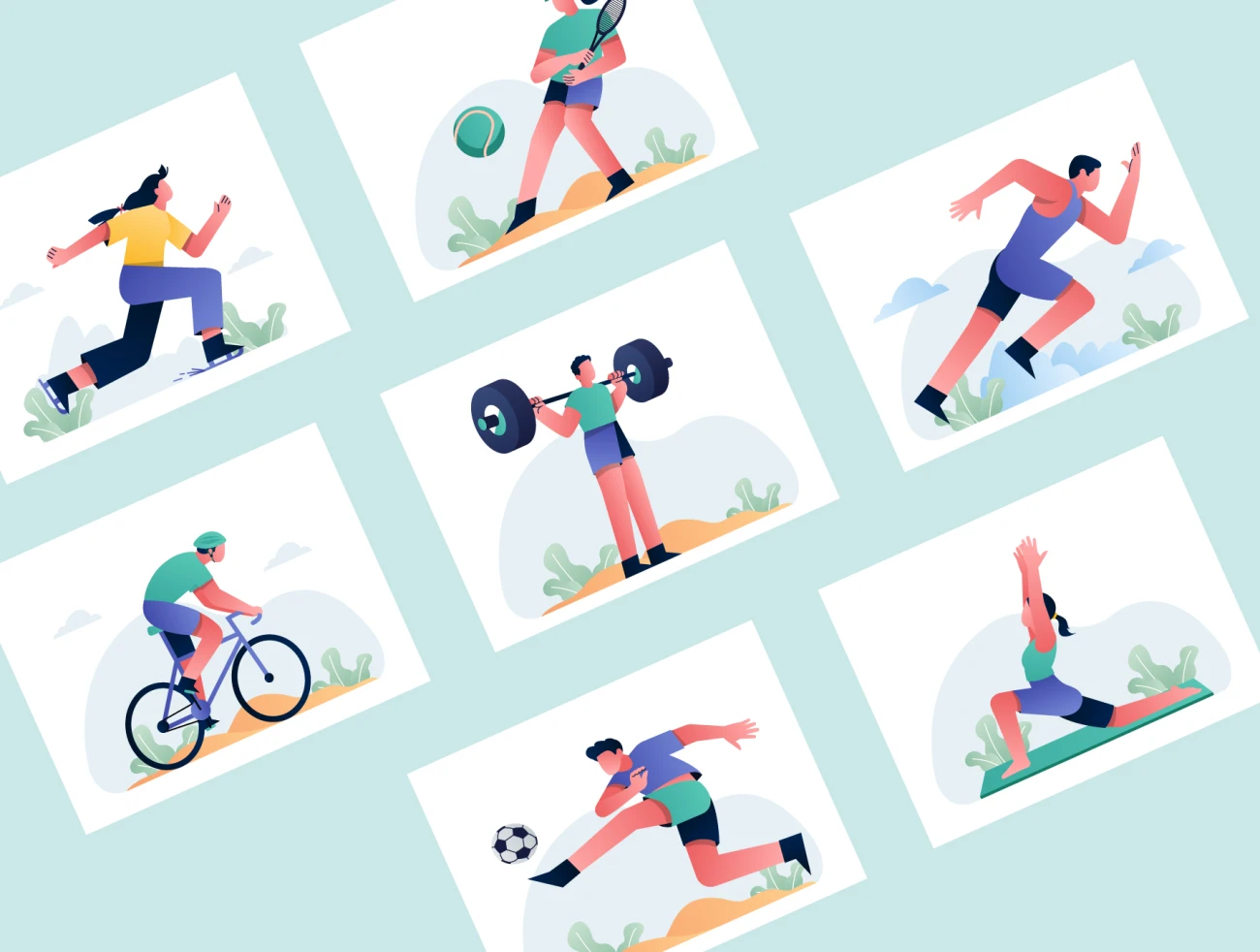 Sport Illustration Kit Vol.1 12款体育运动插图合集-场景插画、插画、运动健身-到位啦UI