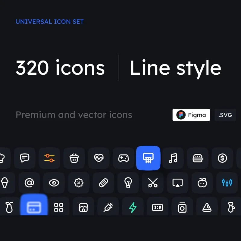 Universal Icon Set Line Style 14大类320款通用线型图标集缩略图到位啦UI