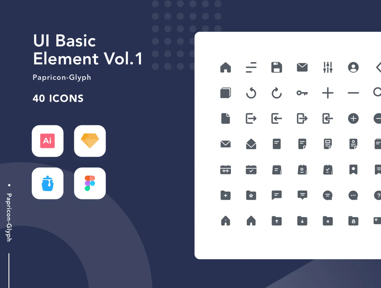 UI Basic Element Vol 1 Papricon Glyph 基本UI元素文件管理图标-3D/图标-到位啦UI