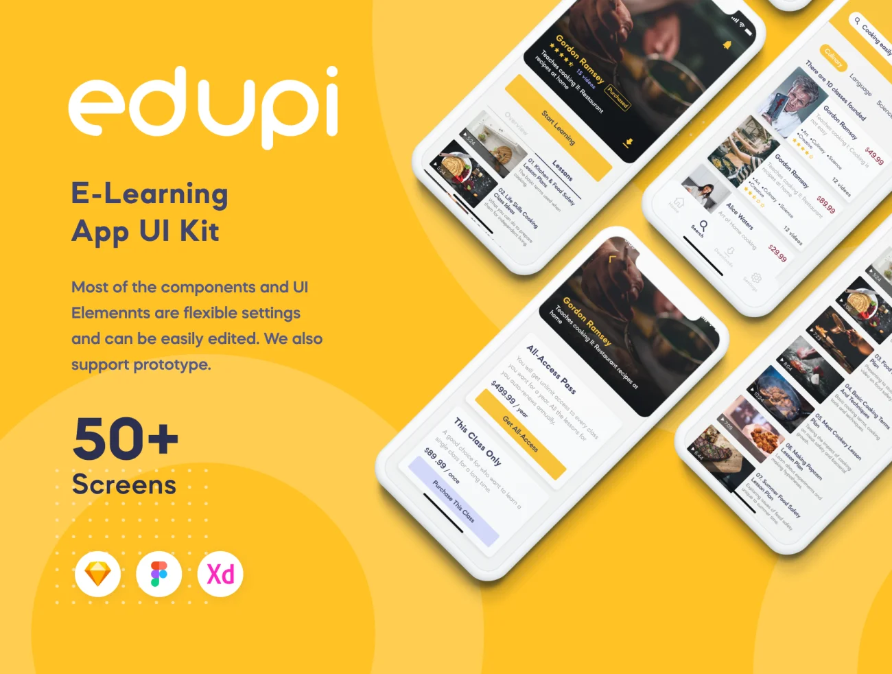 Edupi E Learning App UI Kit 50屏在线教育活力学习应用UI设计套件-UI/UX-到位啦UI